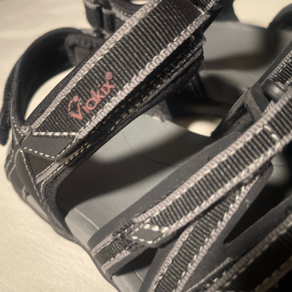 VIAKIX Acadia Size 7 Black Adjustable Strappy Slingback Hiking Water Sandals - Picture 3 of 6